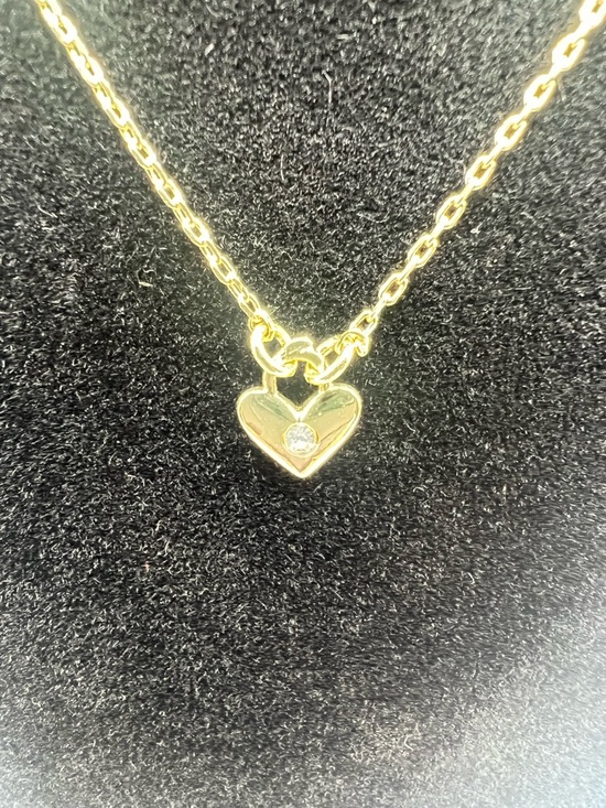 NWT Kendra Scott Tiny Heart Padlock 14K Gold Pendant Necklace in White Diamond - Picture 11 of 16
